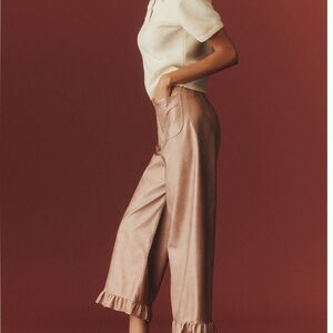 Anthropologie Colette  faux leather Pink Wide Leg Pants